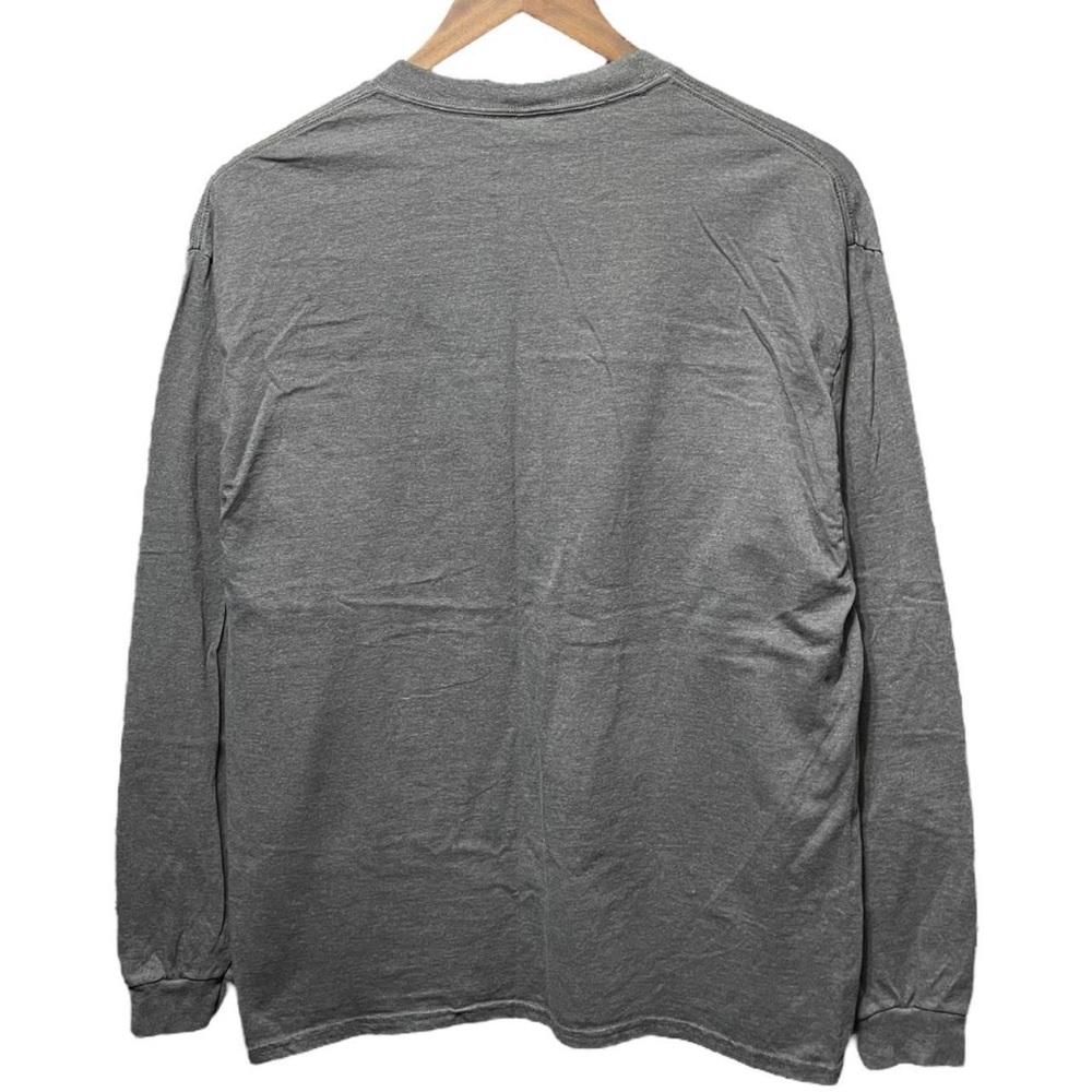 blank dark grey Hanes Beefy long sleeve crewneck casual fall winter work shirt - Picture 4 of 4